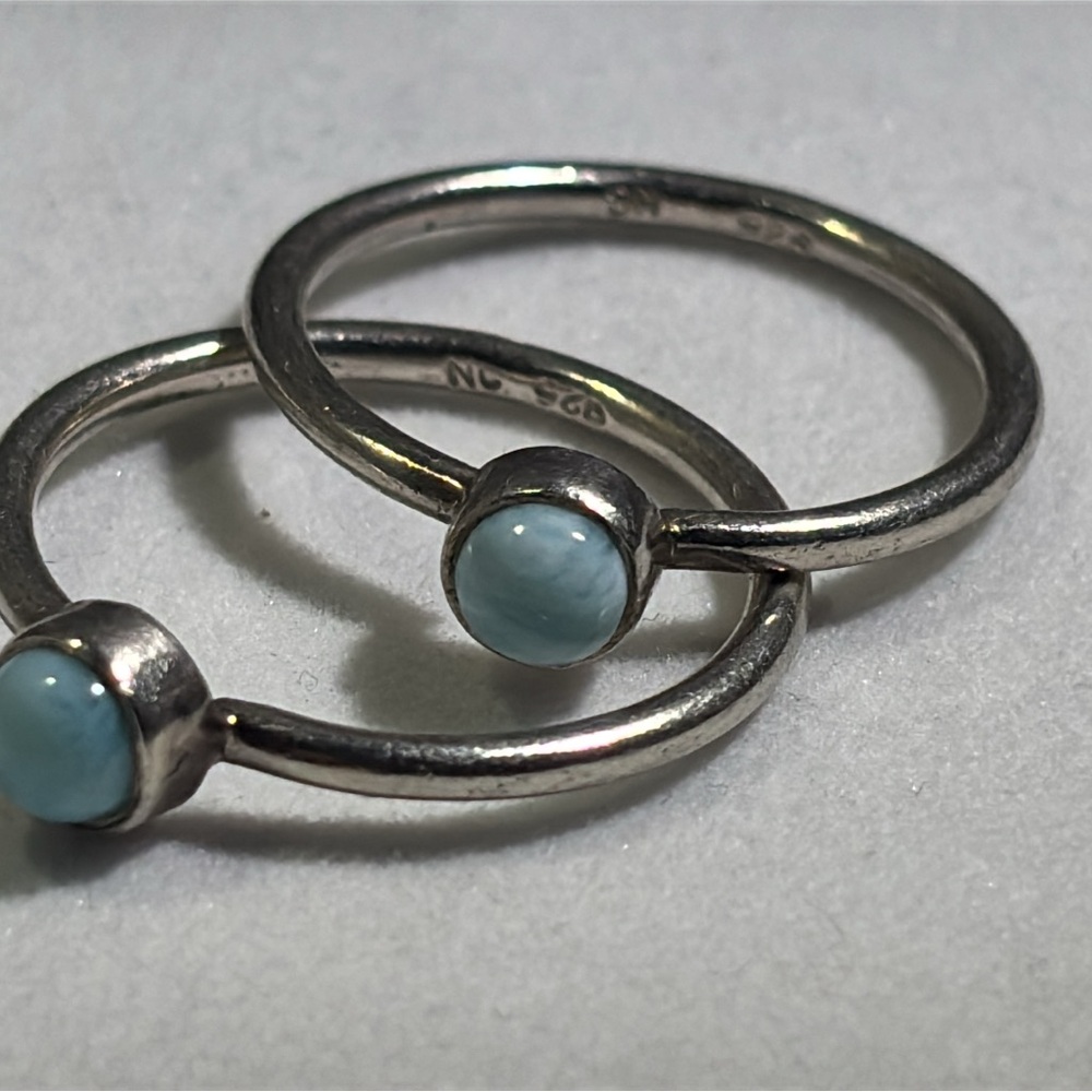 Larimar Sterling Silver Stack Rings - image 4